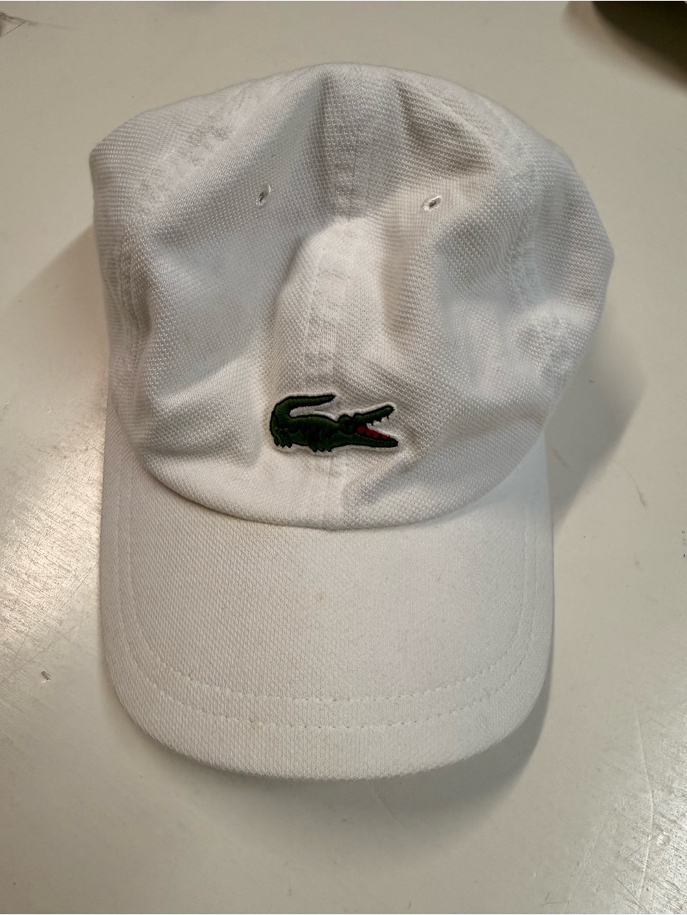 Lacoste White Kids Baseball Cap with Green Crocodile Patch